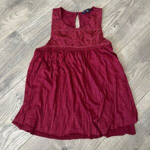 American Eagle Outfitters Deep Red Tank Top with Detailing